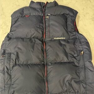 Cinch Navy Blue Down Puffer Vest XXL Western Outdoor Insulated Zip